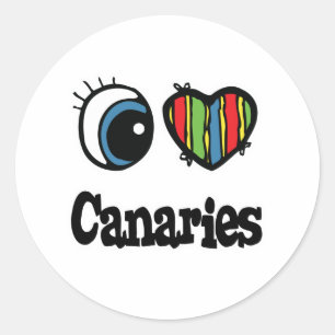 Sticker Rond J'adore (Cœur) les Canaris