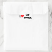 STICKER ROND J'ADORE (COEUR) MON DORK (Sac)