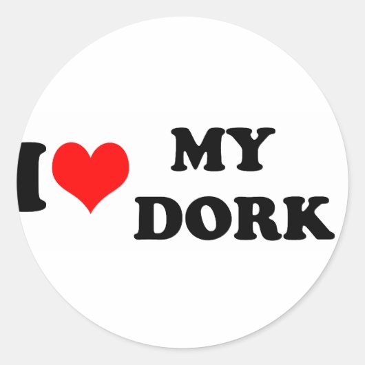 STICKER ROND J'ADORE (COEUR) MON DORK (Devant)