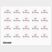 Sticker Rond J'adore dessiner (Feuille)