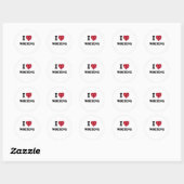 Sticker Rond J'adore écrire (Feuille)
