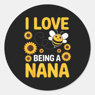 Sticker Rond J'adore être une Nana amoureuse de tournesols et d