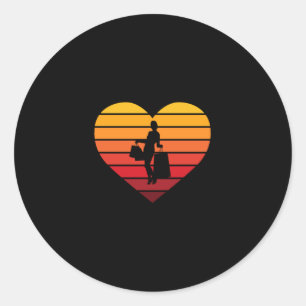 Sticker Rond J'adore faire du shopping Retro Sunset Heart