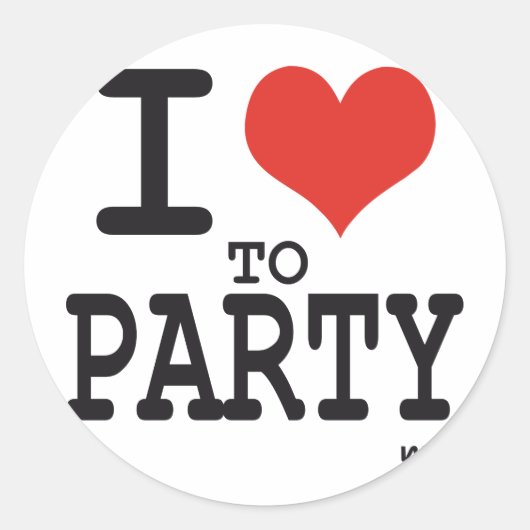 Sticker Rond j'adore faire la fête (Devant)