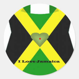 Sticker Rond J'adore Jamaïque Bonne Journée et une Meilleure Nu