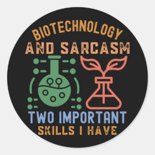 Sticker Rond J'adore la biotechnologie, Biotechnologie Funny5