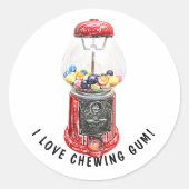 Sticker Rond J'Adore La Gomme À Chewing (Devant)