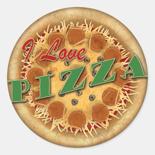 Sticker Rond J'adore la pizza (Devant)