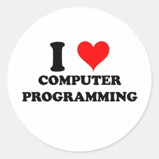 Sticker Rond J'adore la programmation informatique (Devant)