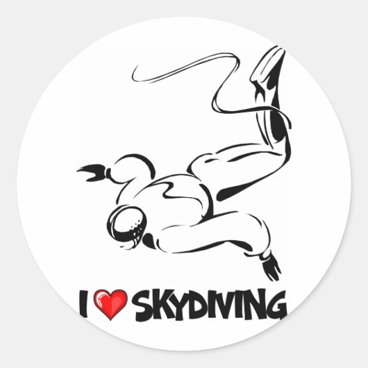 Sticker Rond J'adore la Skydiving (Devant)