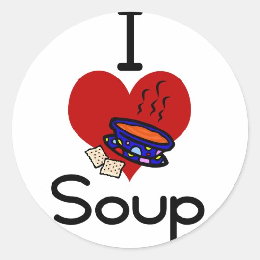 Sticker Rond J'adore la soupe de coeur (Devant)