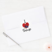 Sticker Rond J'adore la soupe de coeur (Enveloppe)