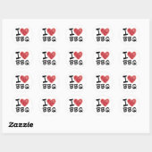Sticker Rond J'adore le barbecue (Feuille)