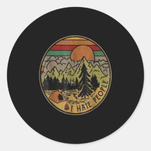 Sticker Rond J'adore le camping, je déteste les gens à l'extéri
