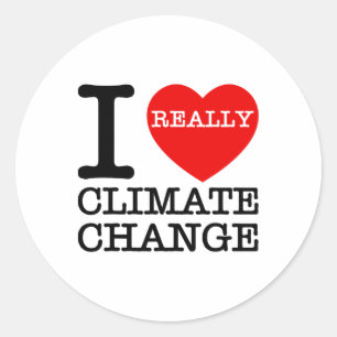 Sticker Rond J'adore le changement climatique Coeur Gloire Réch