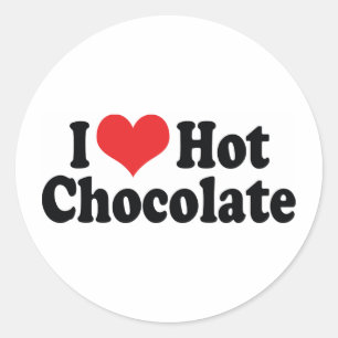 Sticker Rond J'adore le Chocolat Chaud I Love Heart - Amoureux