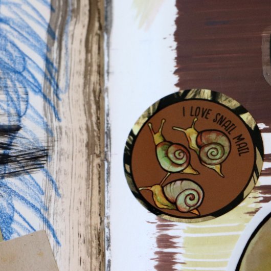 Sticker Rond J'adore le courrier des escargots