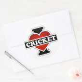 Sticker Rond J'adore le cricket (Enveloppe)