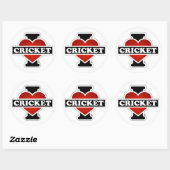 Sticker Rond J'adore le cricket (Feuille)