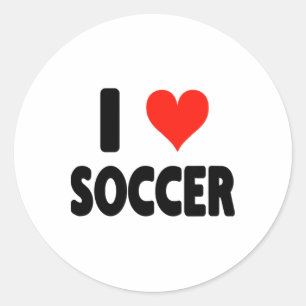 Sticker Rond J'adore le football - Cœur Football Terrain de foo