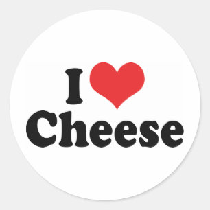 Sticker Rond J'adore le fromage à coeur - Amoureux des produits