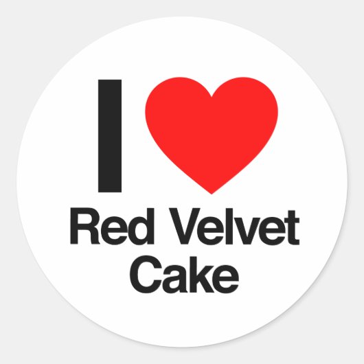 Sticker Rond j'adore le gâteau de velours rouge (Devant)