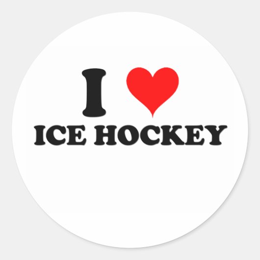 Sticker Rond J'adore le hockey sur glace (Devant)