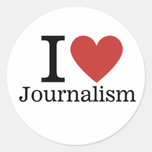 Sticker Rond J'adore le journalisme pour les étudiants/enseigna