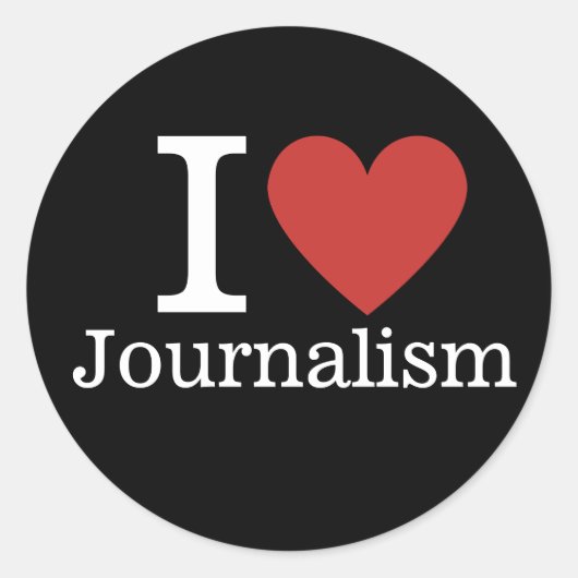 Sticker Rond J'adore le journalisme pour les étudiants/enseigna (Devant)