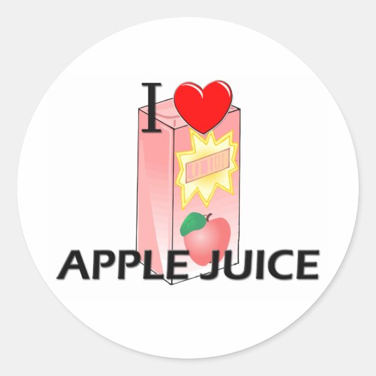 Sticker Rond J'adore le jus de pomme (Devant)