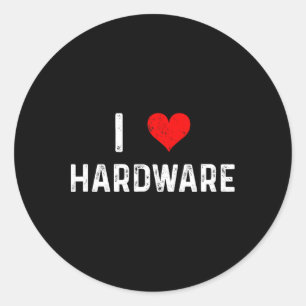 Sticker Rond J'adore le matériel - Cœur Pc Joueur Jeux Construc