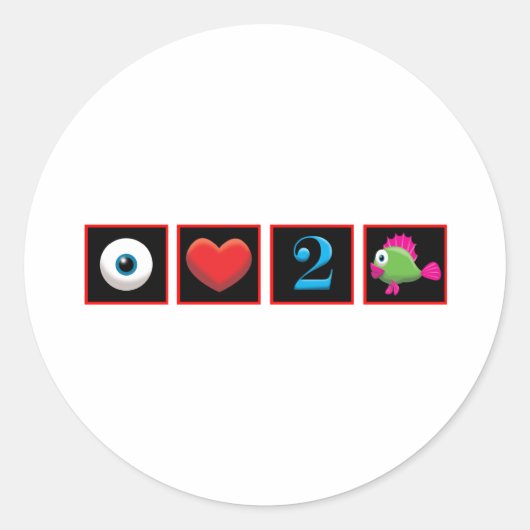 STICKER ROND J'ADORE LE POISSON (Devant)