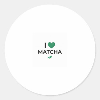 Sticker Rond J'adore le thé vert Matcha Minimaliste 