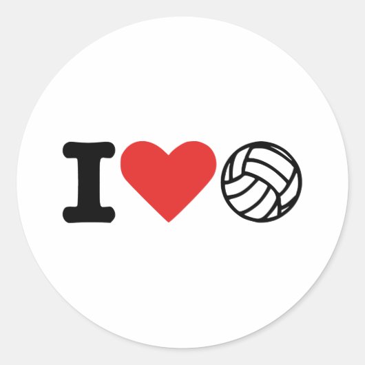 Sticker Rond J'adore le volley-ball (Devant)