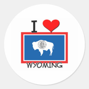 Sticker Rond J'adore le Wyoming