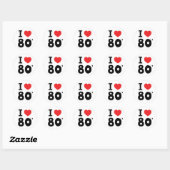 Sticker Rond J'adore les années 80 (Feuille)