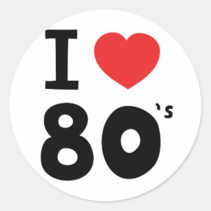 Sticker Rond J'adore les années 80