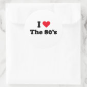 Sticker Rond J'adore les années 80 (Sac)