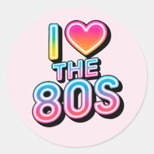 Sticker Rond J'adore les années 80