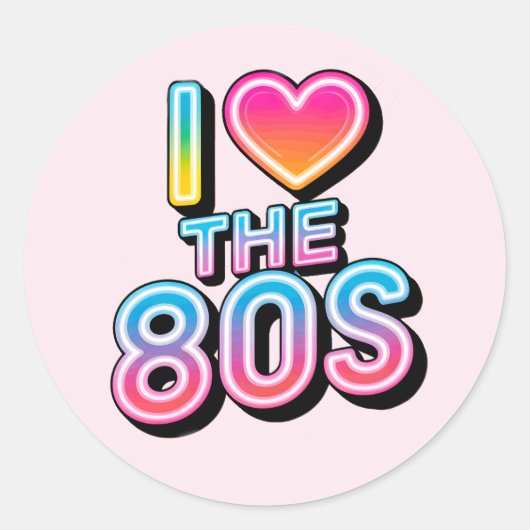 Sticker Rond J'adore les années 80 (Devant)