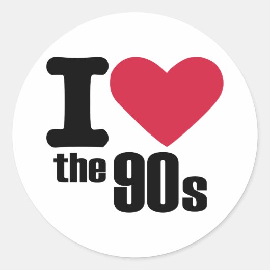 Sticker Rond J'adore les années 90 (Devant)