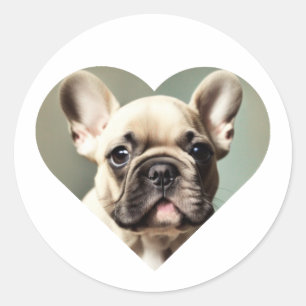 STICKER ROND J'ADORE LES BALLES FRANÇAISES ! UN BULLDOG FRANÇAI