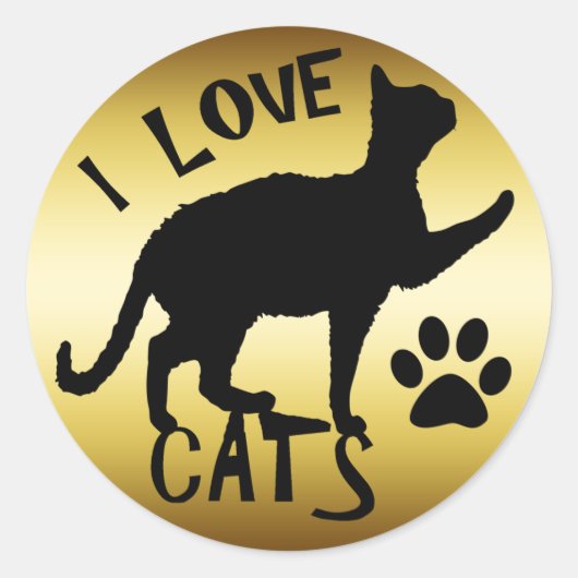STICKER ROND J'ADORE LES CHATS (Devant)