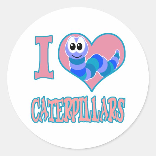 Sticker Rond J'adore les chenilles (Devant)