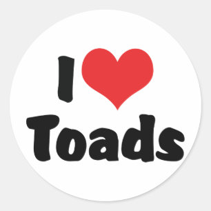 Sticker Rond J'adore les crapauds à coeur