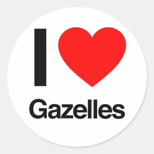 Sticker Rond j'adore les gazelles (Devant)