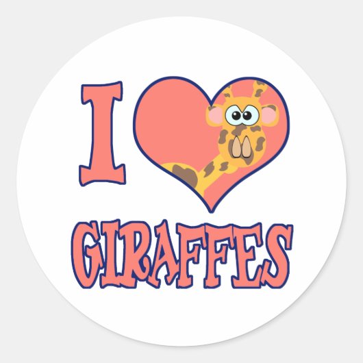 Sticker Rond J'adore les girafes (Devant)