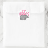 Sticker Rond J'adore les hippopotames (Sac)
