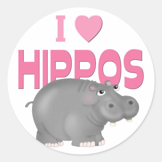 Sticker Rond J'adore les hippopotames (Devant)
