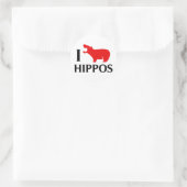 Sticker Rond J'adore les hippopotames (Sac)